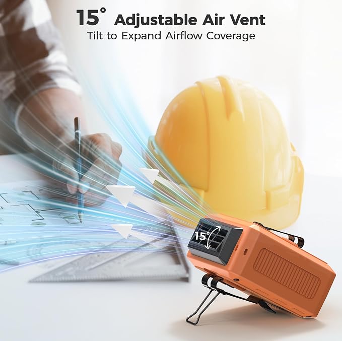Portable Mini Waist Fan - Rechargeable Clip on Belt Wearable Body Fan, Max 20H Cooling, 5 Speeds 16000RPM Turbo Hands-Free Under-Shirt Neck Fan for Outdoor Jobsite Camping Traveling