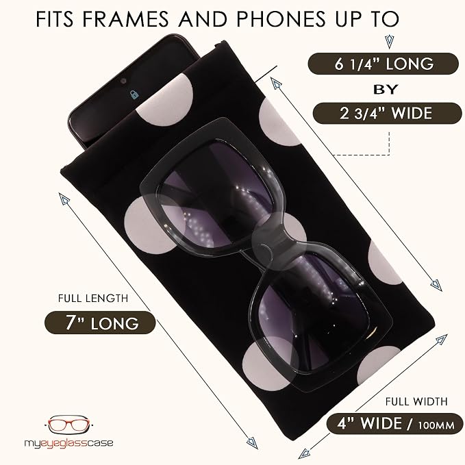 Soft Sunglasses case | Large Glasses Case Holder - Eyeglass Pouch Squeeze Top | Glasses pouch Lightweight Extra Layers