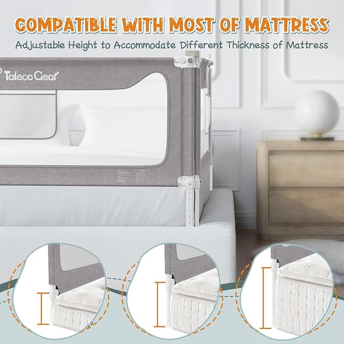 G TALECO GEAR Bed Rail for Toddlers, Stable Protective Bed Side Rails, Baby Bedrail Guard for Twin Full Queen & King Size Bed((3 Sides for King Size) 78.74x78.74x74.8 Inch)