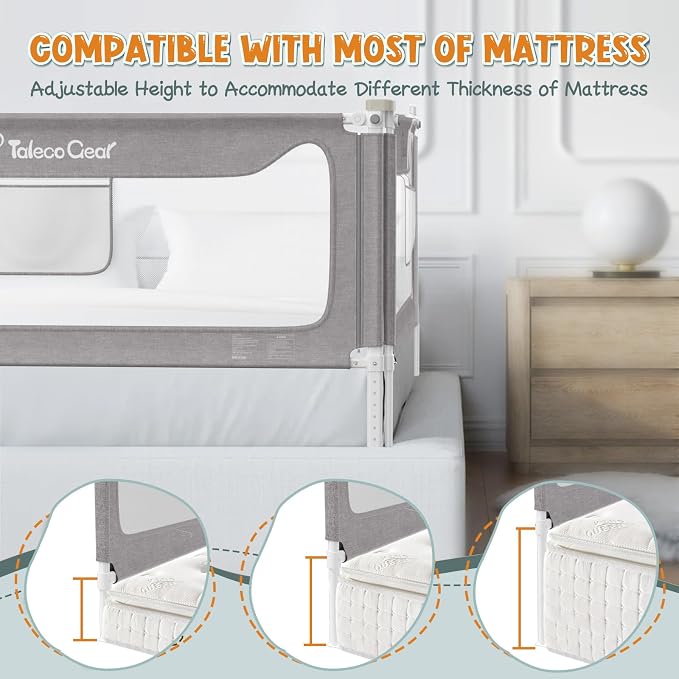 G TALECO GEAR Bed Rail for Toddlers, Stable Protective Bed Side Rails, Baby Bedrail Guard for Twin Full Queen & King Size Bed ((3 Sides for Full Size) 74.8x74.8x54 Inch)