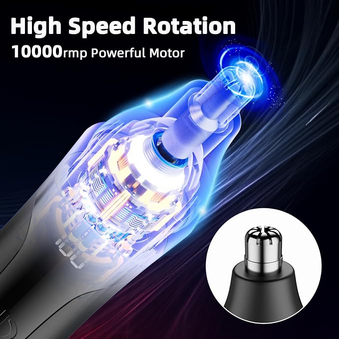 Nose Hair Trimmer, Rechargeable Professional Painless Nose Trimmer for Ear and Eyebrow, with Dual Edge Blades Easy Cleaning and Washing (Black)