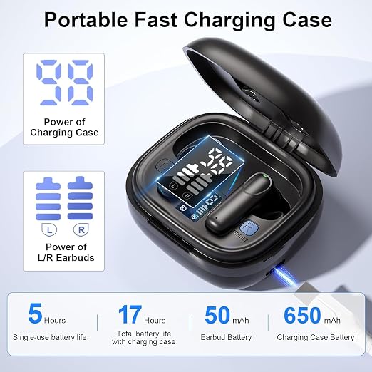 Digital Hearing Aids with Cleaner Kit,Noise Cancelling Hearing Amplifiers for Seniors with Bluetooth Cleaner Cleaning Kit,Rechargeable OTC Hearing Aids with Crystal Clear Sound, and LED Power Display (Black)