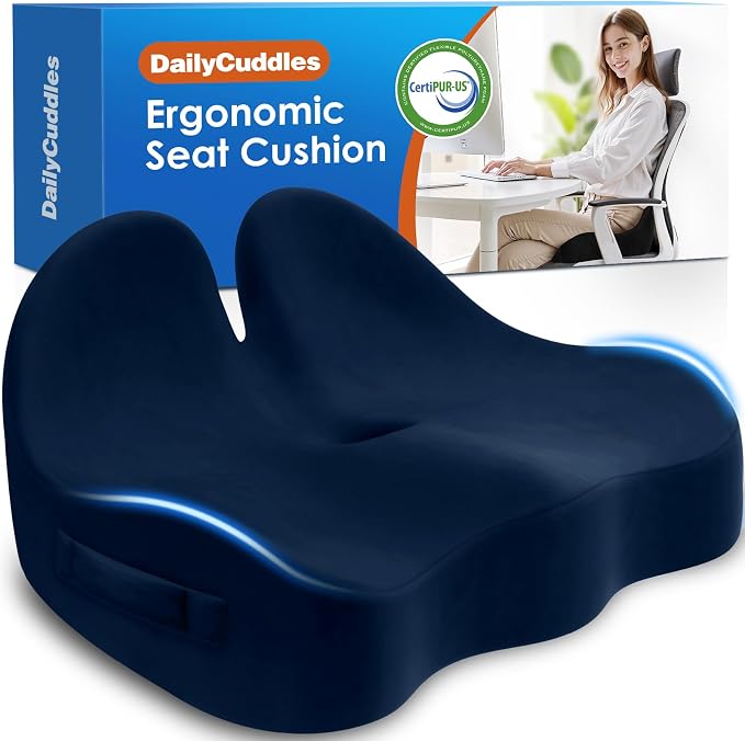 Seat Cushion, Chair Cushions for Office Chairs/Desk Seats/Wheelchair - Hip&Sciatica&Tailbone Pain Relief Memory Foam Office Chair Cushion for Long Sitting Office Workers (Blue, X-Large)