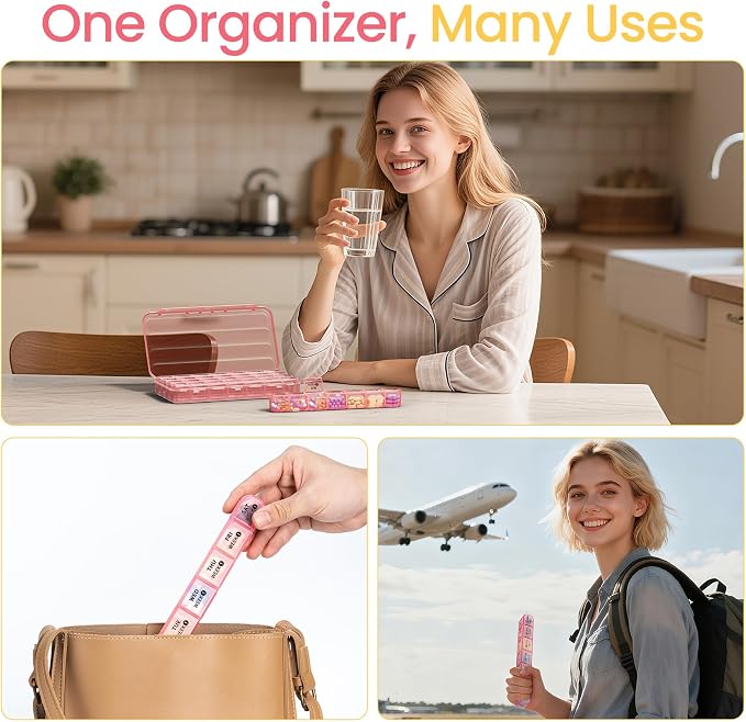 Betife Monthly Pill Organizer 1 Time a Day, Pill Box 28 Day, XXL Pill Case | Compact & portable , Easy Open , Airtight , Dual protection ,Large capacity