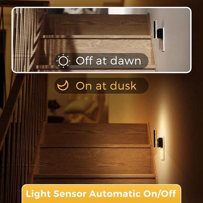 L LOHAS LED Night Light Plug into Wall, 0-100LM Dimmable Night Light with Dusk to Dawn Sensor, Decorative Plug in Night Lights for Bathroom, Hallway, Bedroom, Stairway, 1 Pack