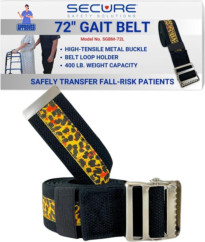 Secure Gait Belt for Seniors with Metal Buckle - Transfer and Walking Standing Aid Elderly, Physical Therapy, Nurses
