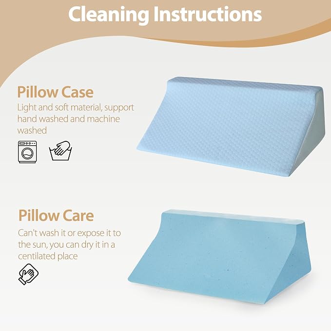 Wedge Pillow for Side Sleeping, Memory Foam Back Pillow Positioners for Side Sleeper, Preventing Bedsores, After Surgery, Pregnancy Support, Ankle Support, Bed Wedge Pillow