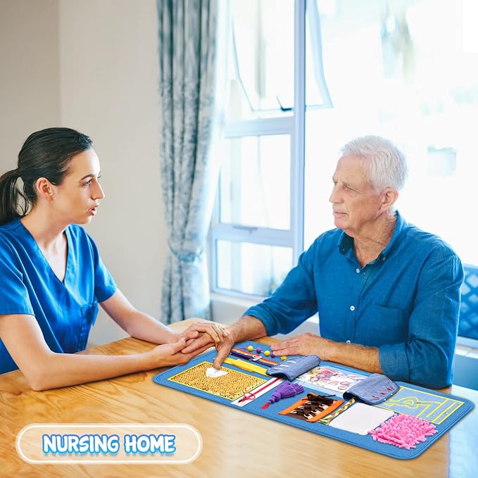 Fidget Blanket, Dementia Activities for Seniors, Alzheimer's Products, Aids in Therapy of Person with Autism, Alzheimers and Dementia. (12 x 24 in)