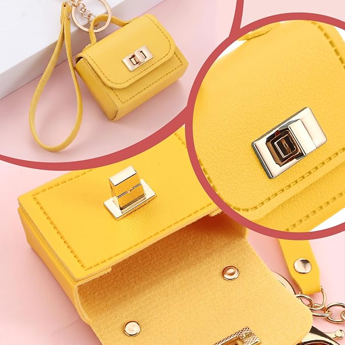 Liliaafar 8 Pcs Mini Backpack Keychain Mini Coin Purses for Women Cute PU Leather Makeup Bag with Keychain, Multi Pocket Card Holder Cable Organizer Giftable Zipper Pouch (Cute)