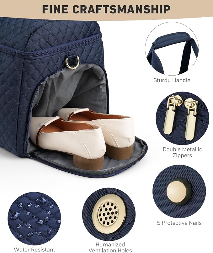 Travel Bags for Women Large weekender Duffle Bag with Shoe Compartment Wide Open Overnight Hospital Bag For Women Labor Delivery Carry on Bag Personal Item Travel Bag with Wet Pocket Blue