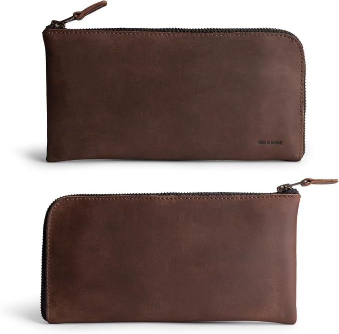 Hide & Drink, Leather Long Zippered Wallet, Holds Up to 8 Cards Plus Coins And Flat Bills, Phone Holder, Travel Essentials, Handmade (Bourbon Brown)