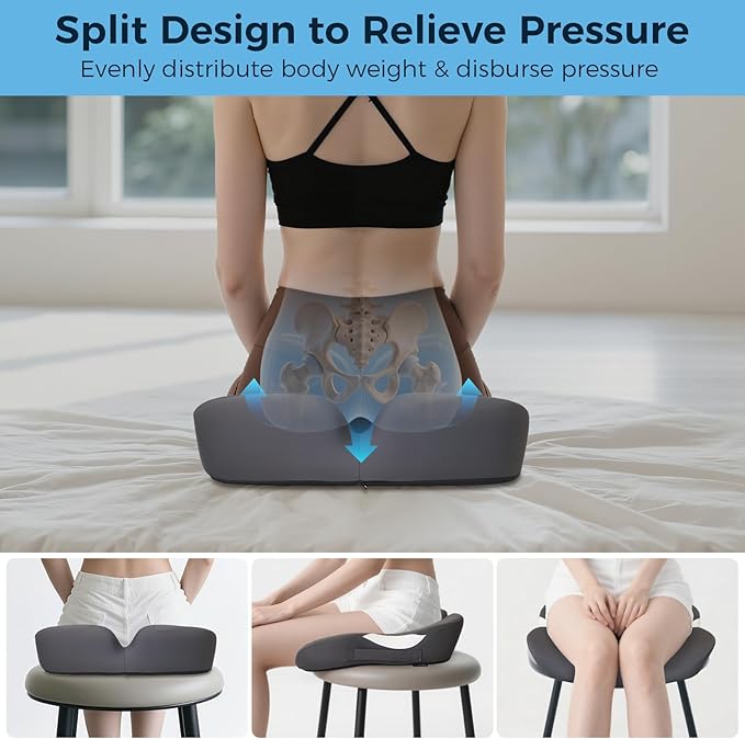 18.5" x 16.5" Extra Large Memory Foam Cushion, Tailbone Pain Relief Cushion for Long Sitting Soft Hip Support, Breathable X Large Donut Pillow Desk Chair Cushion for Office, Home, Driving