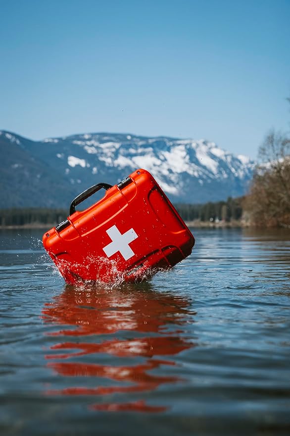 NANUK 908 Waterproof First Aid Box Empty – Durable, Medical First Aid Organizer Case, IP67-Rated, Dustproof, Impact-Resistant, and Floats (9.5" x 7.5" x 7.5") – Red