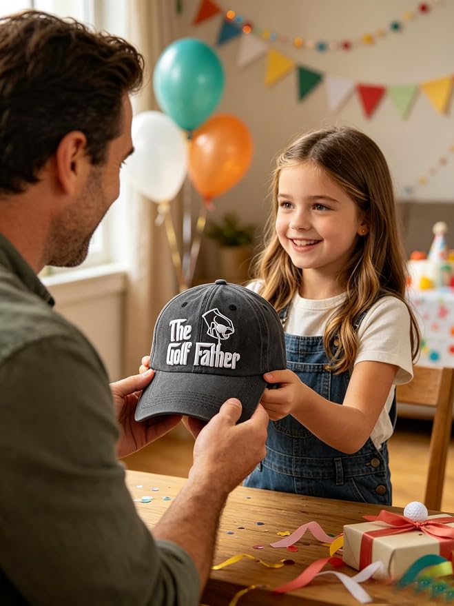 The Golf Father Baseball Cap for Men, Funny 3D Embroidered Adjustable Cotton Golf Gifts Dad Hat