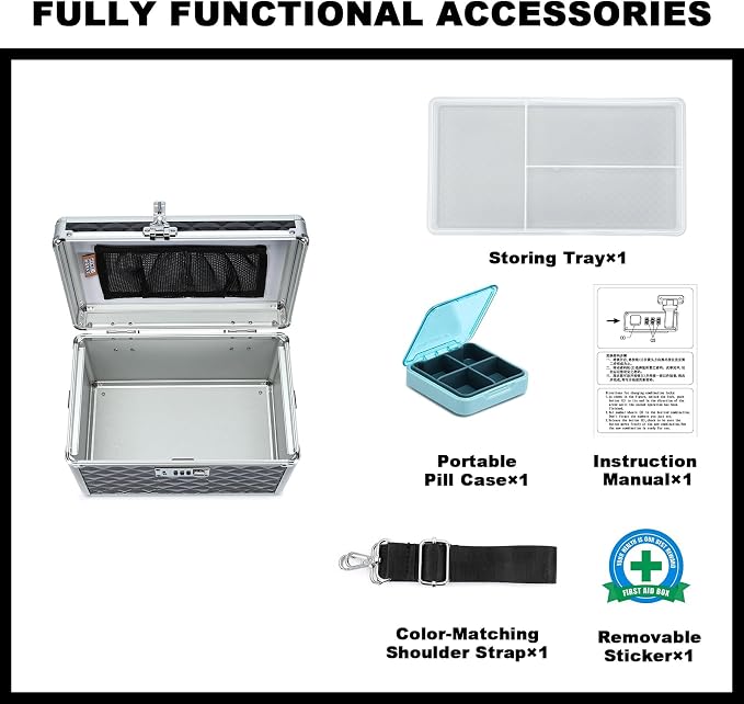 Storage Lock Box with Combination Lock, Lockable Medicine Storage Box, Empty First Aid Box, Security Lock Box, Multipurpose Locking Box for Home and Outdoor Use(Black, Medium)