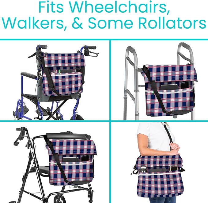 Vive XL Wheelchair Bag - Waterproof, Scratch-Resistant, Double-Stitched, Machine Washable Accessory for Adults, Seniors, 15 Colors - Storage Walker Backpack to Hang on Back of Wheel Chair