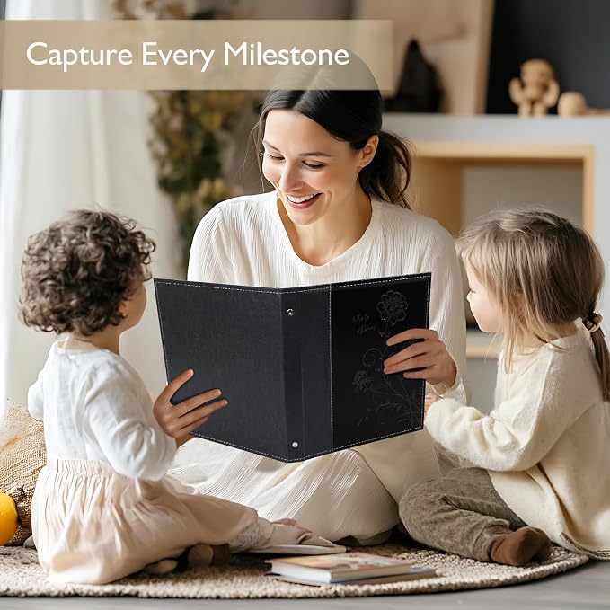 Photo Album 8x10 2 Packs Clear Pages Pockets Leathe Cover Slip Slide in Photo Album Each Holds 100 Vertical 8x10 Photos Picture Book for Wedding Family (Black)