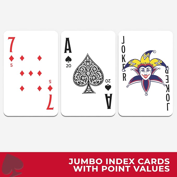 All7s Canasta Playing Cards 2-Pack - 2 Deck Set with Point Values - Jumbo Index Playing Cards for Adults and Seniors - Standard Edition | Jumbo Index, Point Values - Large Print for Seniors - Linen-Textured Finish