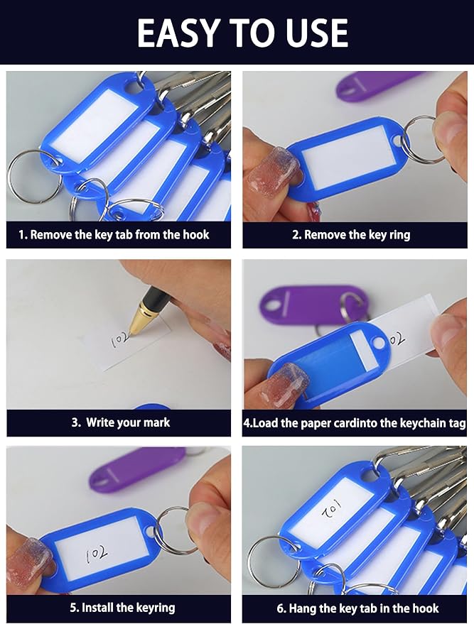 Portable Key Organizer, Key Organizer Keychain,30 Key Tags with Ring and Individual Spring Hooks,1 Key Holder,Suitable for Company, Home,Multiple Keys, Office, Janitor, Hotel, Apartments KeyManagement