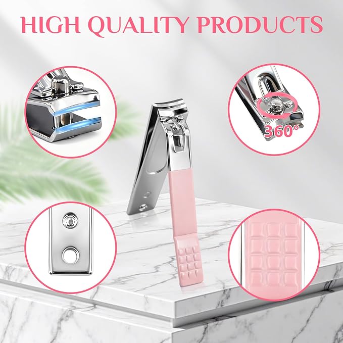 MINKINH 26-Piece Manicure Set for Women, Pink At-Home Nail Care Kit | Carbon Steel Nail Clippers, 410 Stainless Steel Tools, PU Organizer Case for Pedicure, Cuticle, Facial and Daily Self-Care