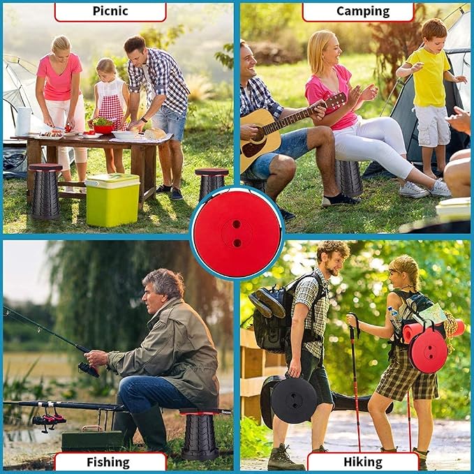 Fishboy Upgraded Collapsible Stool, 400lbs Max Weight, Lightweight But Sturdy, Portable Retractable Folding Telescoping Foldable Camping Stool for Adults Outdoor Fishing Hiking BBQ