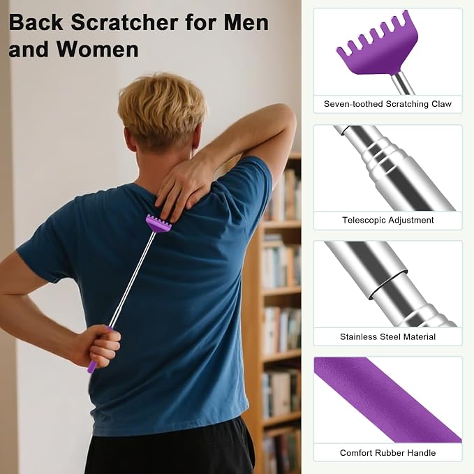 HOFASON Back Scratcher 6 Pack, Stocking Stuffers for Men Adults Women Teens | Christmas Small Bulk Gifts for Men Women Teens, White Elephant Gag Birthday Gifts, Party Favors Prizes for Adults (Purple)