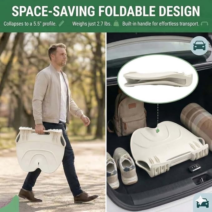 Foldable Ergonomic Lumbar Support Cushion for Office Chair, Portable Posture Corrector Seat (Beige, M)