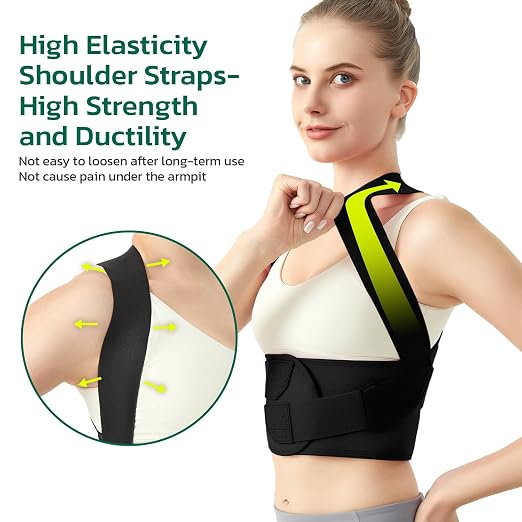 Posture Corrector for Women, Lightweight Back Brace Black S | Upper Back Brace for Pain Relief, Rounded Shoulders and Hunchback, Compact, Portable Breathable, Invisible