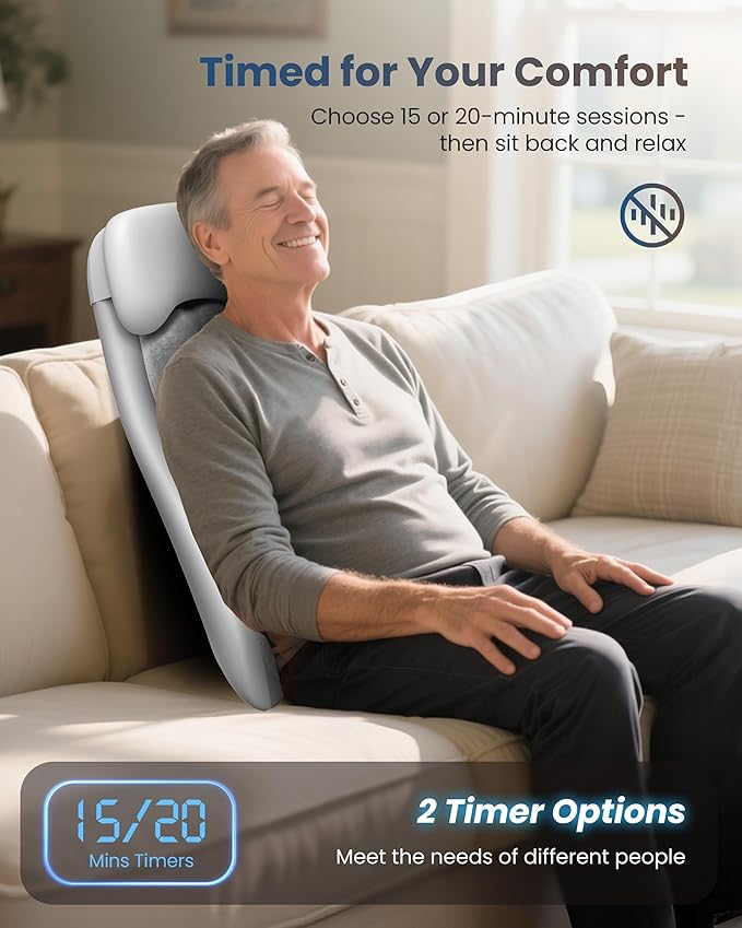 COMFIER Cordless Back Massage Chair Pad with Multi Functions, 2D/3D/Mix Shiatsu Neck and Back Massager with Heat, Chair Massager for Home Office Indoor/Outdoor Use