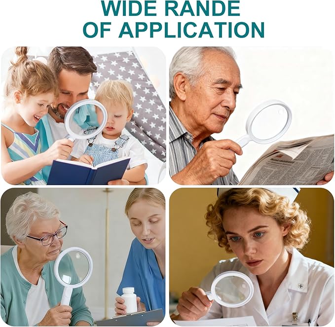 Magnifying Glass with Light Large 5.12" Rechargeable Magnifier with 5 Color Modes & 20 Level Brightness, 10X 20X 45X Handheld Magnifying Glass for Seniors Reading Coin Inspection