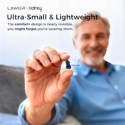 LINNER-New Saturn OTC Hearing Aids for Senior, Rechargeable Hearing Amplifiers with Comfort Design, Discreet & Nearly Invisible In-Ear Device for Adult, Noise Cancellation for Aid & Assist