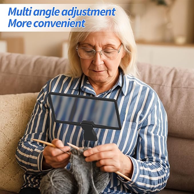 5X Large Rectangle Reading Magnifier, 10in x 6in Handheld or Neckheld Magnifying Glass Scratch Resistant Glass Lens Seniors Reading, Hobbies, Repair, Observation(Black)