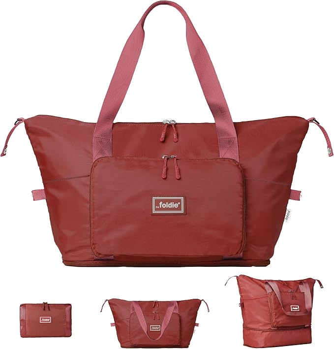 The Foldie Foldable Travel Bag for Women - 40L Weekender Bag with Multiple Pockets - Carry On Expendable Travel Bag