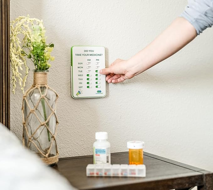 Medication Tracker & Pill Reminder | Visual Reminder Alarm | 7 Day AM PM Medication Reminder | Take and Slide | No More Second-guessing or Double-dosing | Perfect for The Elderly (Two Column English)