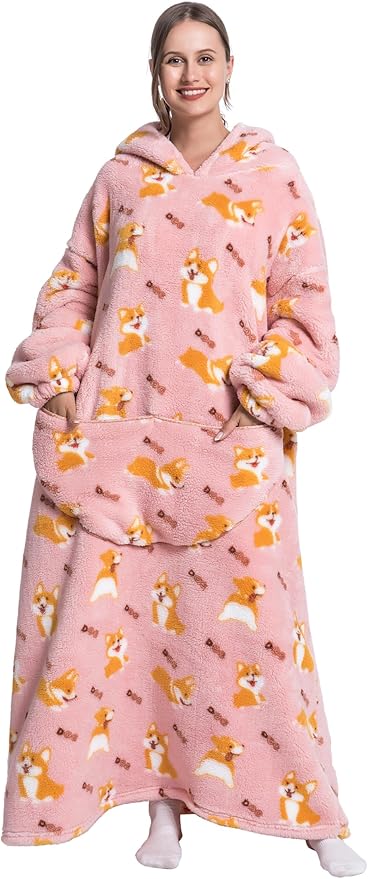 Blanket Hoodie, Long Hooded Blanket Sweatshirt as Birthday Gifts for Women Men, Long Wearable Blanket for Women Men.