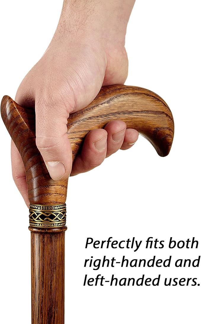 Asterom Walking Cane - Handmade, Ergonomic, Wooden - Canes for Men & Women - Walking Sticks for Seniors, Unique, Wood