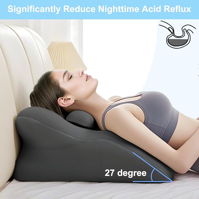 27 Degree Couples Pillow, Wedge Pillow for Acid Reflux Relief,Bed Wedge Pillow for Sleeping,Leg Elevation Pillows for After Surgery,Under Knee Pillow for Sleeping On Back