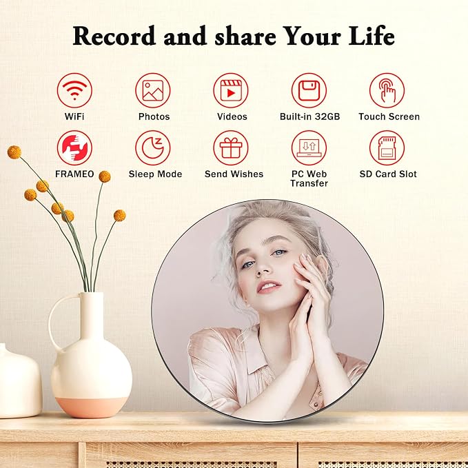 Frameo Digital Picture Frame Digital Calendar 10.1 Inch Mirror|WiFi Smart Photo Frame|IPS HD Touchscreen|Auto-Synced Calendar, 32GB|Share Photos/Videos via Frameo App, Gift for Parents Grandparents