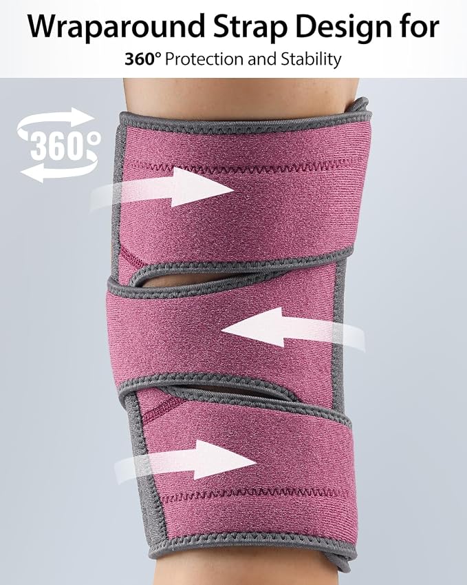 ABYON Knee Brace for Women & Men Meniscus Tear, ACL, Arthritis, Knee Support with Triple Side Stabilizers and Adjustable 360° Wraparound Strap for Maximum Knee Pain Support and Fast Recovery (PaleVioletRed, XXL)