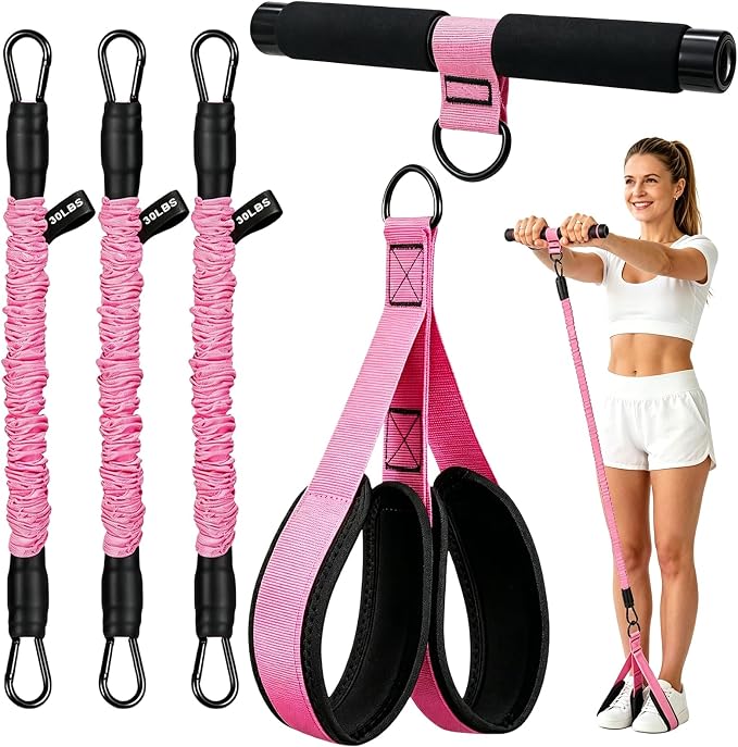 Upgraded Pedal Resistance Band with Handle, Thickened Latex Tubes and Soft Foam Fabric Foot Pedal, Abdomen, Waist,Core/ABS, Arm, Leg,Arms Equipment Gift for Women,Physical Therapy