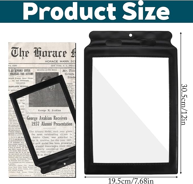3 X Full Page Magnifier for Reading, Plastic Magnifying Sheet | Lightweight Portable Magnifying Page Fresnel Sheet for Elderly and People with Low Vision Reading(12×7.6 in)