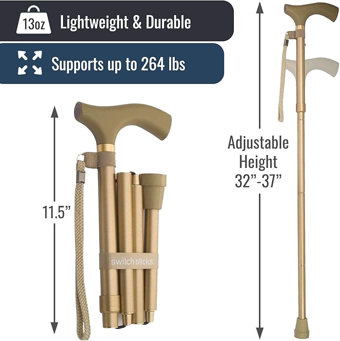 Switch Sticks Walking Cane for Men or Women, Foldable and Adjustable from 32-37 Inches, FSA and HSA Eligible