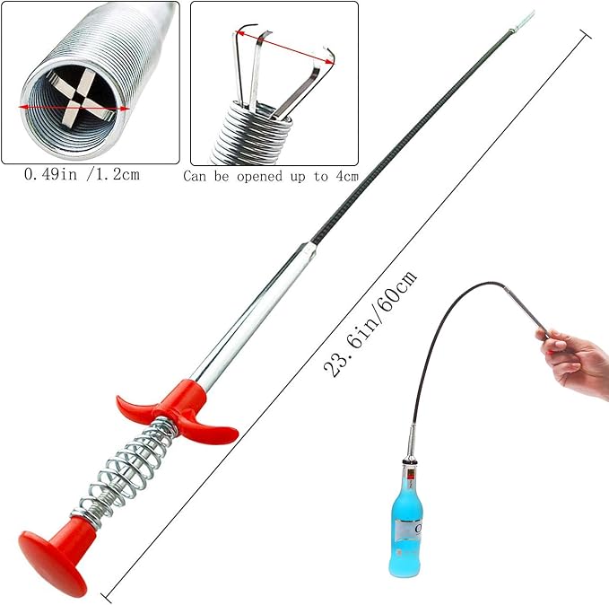 Drain Snake, Drain Clog Remover - Gutter Cleaning Tools Drain Cleaner for Toilet Sewer Shower Kitchen Bathroom Tub Clogged Drains Opener Cleaning Tool, Flexible Grabber Claw Pick Up Reacher (30 inch)