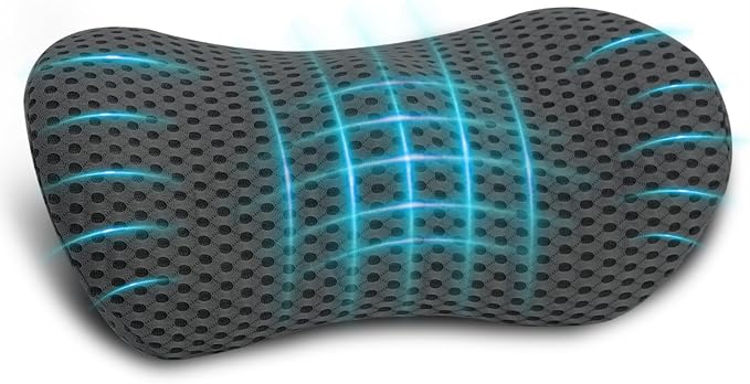 Lumbar Pillow, Memory Foam Lumbar Support Pillow for Office Chair and Car Seat, Ergonomic Streamline Back Pillow for Lower Back Pain Relief, Back Support Pillow for Sitting, Driving, Traveling