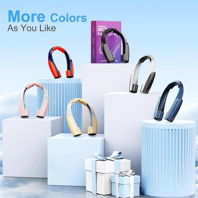 Portable Neck Fan with 6 Powerful Speeds, 8000mAh Battery Rechargeable Fan | 20H Runtime, Hands-Free 360° Cooling Personal Wearable Neck Fan, Gift for Women Men Travel Concerts