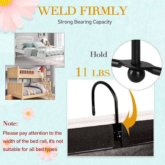 Bedside Caddy Bedside Storage Bag for Headboards/Bunk Bed | Hanging Bed Caddy with Hooks fits Bunk bed Hospital Beds Dorm Bed Rails, Essentials for Phones, Books, Remotes, Water Bottles