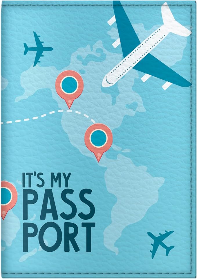 Passport Cover for Kids, Women and Men, Cute Travel Passport Holder (Airplane)