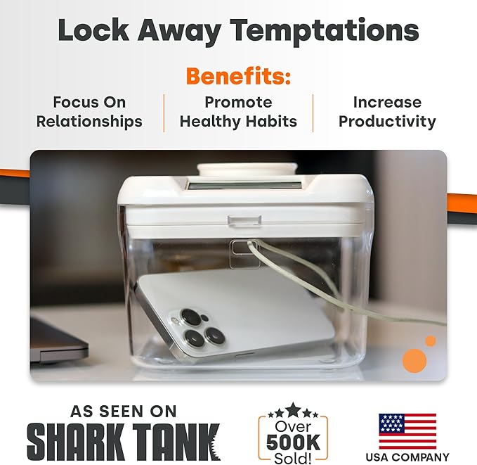 KSafe Timer Lock Box for Phones, Snacks & Medications - Cell Phone Jail & Food Safe with Timer - Time Locking Container for Better Habits & Addiction Management (Mini, Red Lid + 3.0” Clear Base)