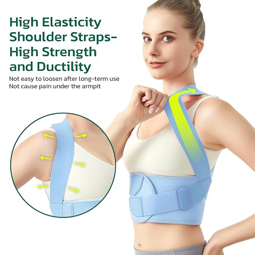 Posture Corrector for Women, Lightweight Back Brace Blue S | Upper Back Brace for Pain Relief, Rounded Shoulders and Hunchback, Compact, Portable Breathable, Invisible