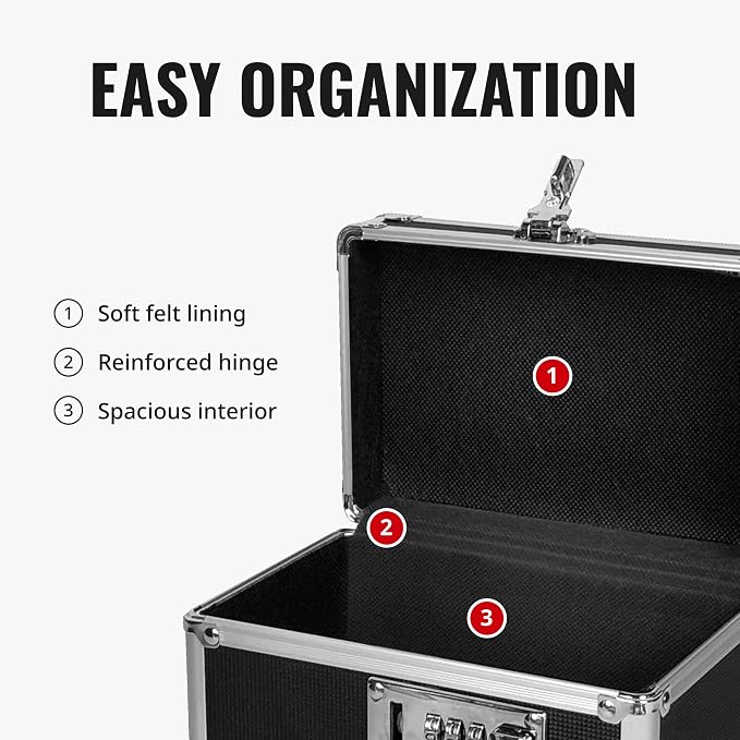 Vaultz Locking Medicine Box with Combination Lock - Secure Metal Lock Box Safe for Medication, Pills & Valuables, Small Lockbox with Code, Portable Storage Case, White